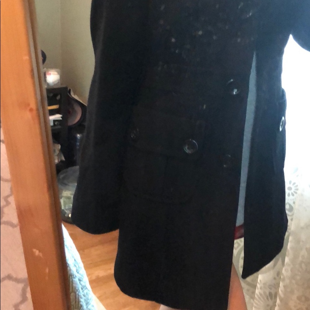 Black Wool Coat - image 2